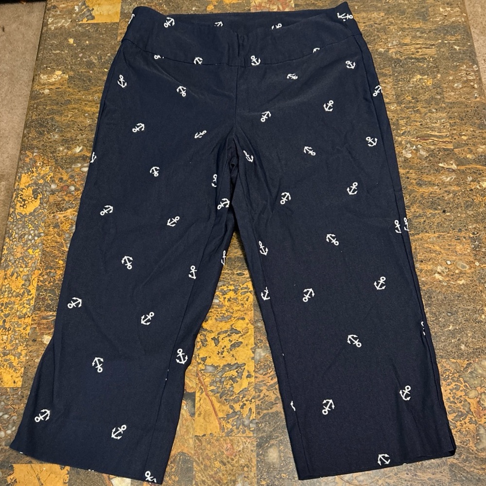Lulu-B Ladies Blue & White Anchor Print Pull On Capri UPF 50+ Sun Protection 6